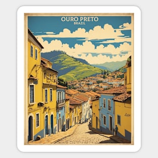 Ouro Preto Brazil Vintage Tourism Travel Poster Art Sticker